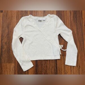 GAP Kids Cream Long Sleeve Wrap Top
